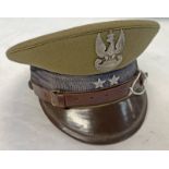 POLISH ARMY OFFICERS CAP WITH BADGE & BULLION STARS TO FRONT,