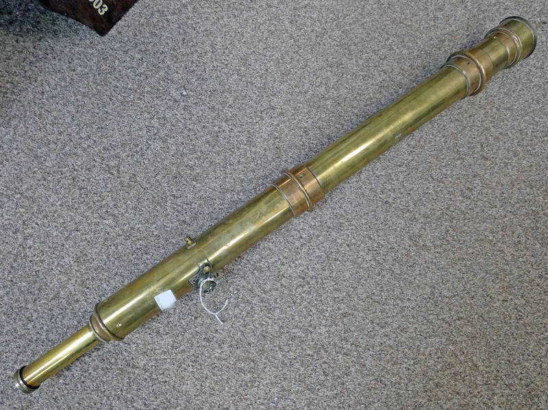 BRASS MILITARY SINGLE DRAW TELESCOPE WITH 2" OBJECTIVE LENS, 72 CM LONG BODY, UNUSUAL MOUNTS,