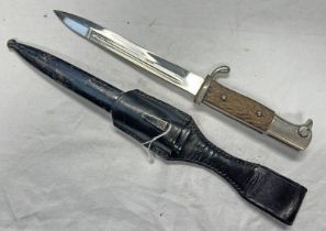 WW2 GERMAN K98 DRESS BAYONET WITH STAG EFFECT WOODEN GRIPS, 19.