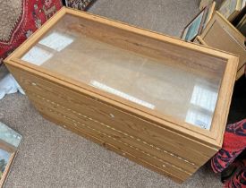 4 PINE AND GLAZED DISPLAY CASES,