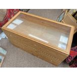 4 PINE AND GLAZED DISPLAY CASES,