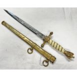 WW2 GERMAN THIRD REICH NAVAL / KRIEGSMARINE DAGGER BY CARL EICKHORN SOLINGEN WITH 25 CM LONG BLADE