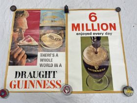 2 UNFRAMED GUINESS POSTERS "6 MILLION ENJOYED EVERY DAY" AND "THERES A WHOLE WORK IN A DRAUGHT