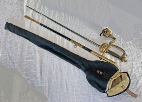 VICTORIAN COURT SWORD WITH 79CM LONG BLADE BY POOLE & CO ETCHED WITH SCROLLING FOLIAGE,