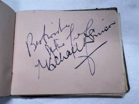 AUTOGRAPH ALBUM WITH SIGNATURES TO INCLUDE KENNETH MORE, CYRILL CUSACK, CELIA LIPTON, DENNIS PRICE,