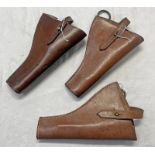 THREE UNMARKED LEATHER HOLSTERS IN THE 1908 PATTERN - 3 -