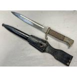 WW2 GERMAN K98 DRESS BAYONET BY GUSTAV SPITZER SOLINGEN WITH STAG EFFECT WOODEN GRIPS,