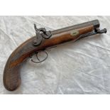 19TH CENTURY 16 BORE PERCUSSION TRAVELLING PISTOL BY HEWSON WITH 14CM OCTAGONAL BARREL,