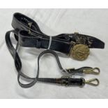 GIEVES LIMITED NAVAL SWORD BELT WITH GILT METAL CLASP EMBOSSED WITH A FOULED ANCHOR WITH GIEVES