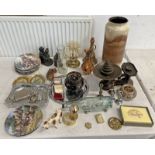 HAND BELL, WEST GERMAN VASE, SCALES WITH WEIGHTS, COPPER JUG ETC.