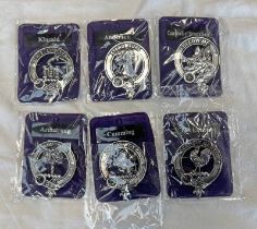 6 CLAN BADGES, ANDERSON, KINCAID, CUMMING, CAMPBELL OF BREADALBANE,