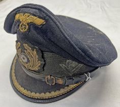 AGED MUSEUM QUALITY REPRODUCTION WW2 STYLE GERMAN U-BOAT KRIEGSMARINE HAT CAP U - 68 TO KPT LT,