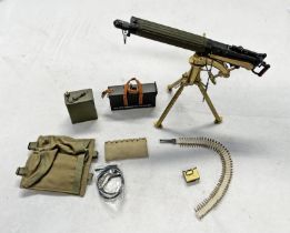 HIGH DETAIL SCALE MODEL OF A VICKERS MACHINE GUN (19CM LONG), COMES WITH TRIPOD, GUN, AMMO BELT,