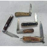 5 POCKET KNIVES TO INCLUDE RODGERS , SHEFFIELD, FRANK MILLS & CO LTD,