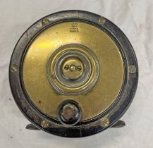 4 1/4" PATON PERTH LARGE BRASS & WOOD REEL WITH BRASS FOOT