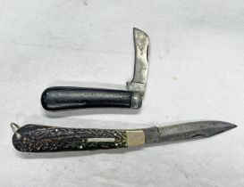 LOCKWOOD BROTHERS SHEFFIELD FOLDING POCKET KNIFE WITH 10CM LONG BLADE AND ONE OTHER LOCKWOOD