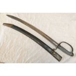 VICTORIAN POLICE SWORD, 61CM BLADE, BRASS HILT WITH D-SHAPE GUARD,