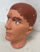 PAINTED MALE BUST 27CM TALL
