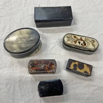 5 19TH CENTURY HORN BODIED SNUFF BOXES & 1 OTHER -6-