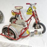 VINTAGE WITTEKIND PUNKTCHEN CHILDS BIKE WITH SIDE CAR AND PHOTOGRAPHS FROM THE 1960'S OF THE BIKE