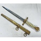 WW2 GERMANY THIRD REICH NAVAL / KRIEGSMARINE DAGGER BY EICKHORN SOLINGEN WITH 25 CM LONG ETCHED