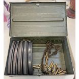 WAR TIME PERIOD BREN MAGAZINE CARRY CASE / METAL BOX WITH PAD LOCK EYELET AND FIVE BREN MAGAZINES