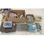 LARGE SELECTION OF FISHING RELATED GEAR TO INCLUDE TOOLS, MAXIMA MONOFILAMENT LINE, LEAD WEIGHTS,