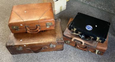 4 LEATHER SUITCASES & A LEATHER HOLDALL -5-