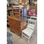 20TH CENTURY WALNUT CHEST OF 4 DRAWERS ON QUEEN ANNE SUPPORTS,