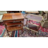 EARLY 20TH CENTURY MAHOGANY 3 TIER TROLLEY WITH SINGLE DRAWER & CONTINENTAL STYLE DRINKS TROLLEY