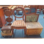 MAHOGANY FOLDING CAKESTAND, BRASS COAL BOX WITH EMBOSSED DECORATION,