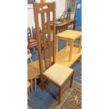 RENNIE MCINTOSH STYLE TALL BACK CHAIR ON SQUARE TAPERED SUPPORTS.