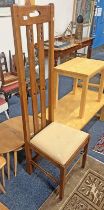 RENNIE MCINTOSH STYLE TALL BACK CHAIR ON SQUARE TAPERED SUPPORTS.