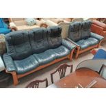 TEAK FRAMED EKORNES STRESSLESS 2-PIECE LIVINGROOM SUITE