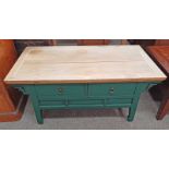 PAINTED ORIENTAL COFFEE TABLE WITH 2 DRAWERS 121 CM LONG