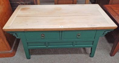 PAINTED ORIENTAL COFFEE TABLE WITH 2 DRAWERS 121 CM LONG