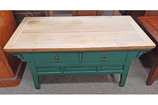 PAINTED ORIENTAL COFFEE TABLE WITH 2 DRAWERS 121 CM LONG