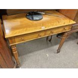 19TH CENTURY WALNUT SIDE TABLE WITH 2 DRAWERS ON TURNED SUPPORTS STAMPED HEAL & SON,