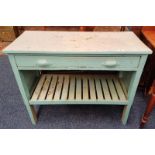 PAINTED HALL TABLE WITH SINGLE DRAWER & UNDERSHELF,