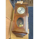 MAHOGANY CASED WALL CLOCK WITH SILVERED DIAL