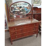 20TH CENTURY MAHOGANY DRESSING CHEST WITH MIRROR OVER 4 SHORT & 2 LONG DRAWERS,