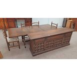 LATE 20TH CENTURY OAK SUITE CONSISTING OF SIDEBOARD EXTENDING DINING TABLE & 4 CHAIRS