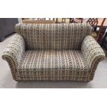 EARLY 20TH CENTURY MAHOGANY FRAMED OVERSTUFFED SETTEE Condition Report: The
