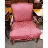 CONTINENTAL STYLE OPEN ARMCHAIR WITH PADDED BACK ON SHAPED SUPPORTS