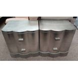 PAIR 21ST CENTURY 2 DRAWER BEDSIDE CHEST IN SILVER 64 CM TALL