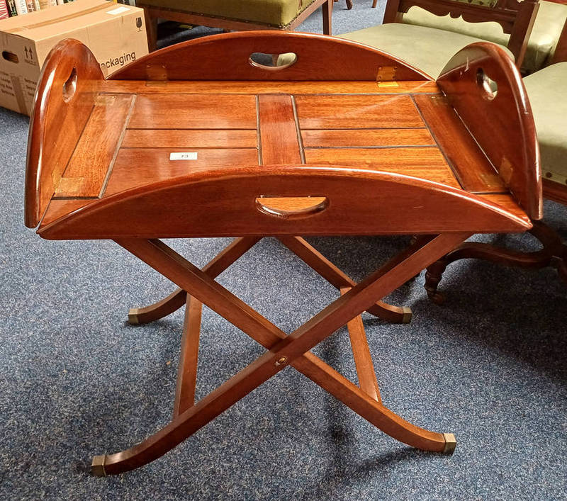 20TH CENTURY MAHOGANY BUTLER'S TRAY ON STAND