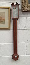 20TH CENTURY INLAID MAHOGANY STICK BAROMETER