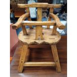 20TH CENTURY ELM CHILD'S ARMCHAIR WITH SHAPED SEAT,