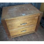 OAK TABLE TOP 2 DRAWER CHEST.