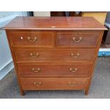 EARLY 20TH CENTURY INLAID MAHOGANY CHEST OF 2 SHORT OVER 3 LONG DRAWERS.